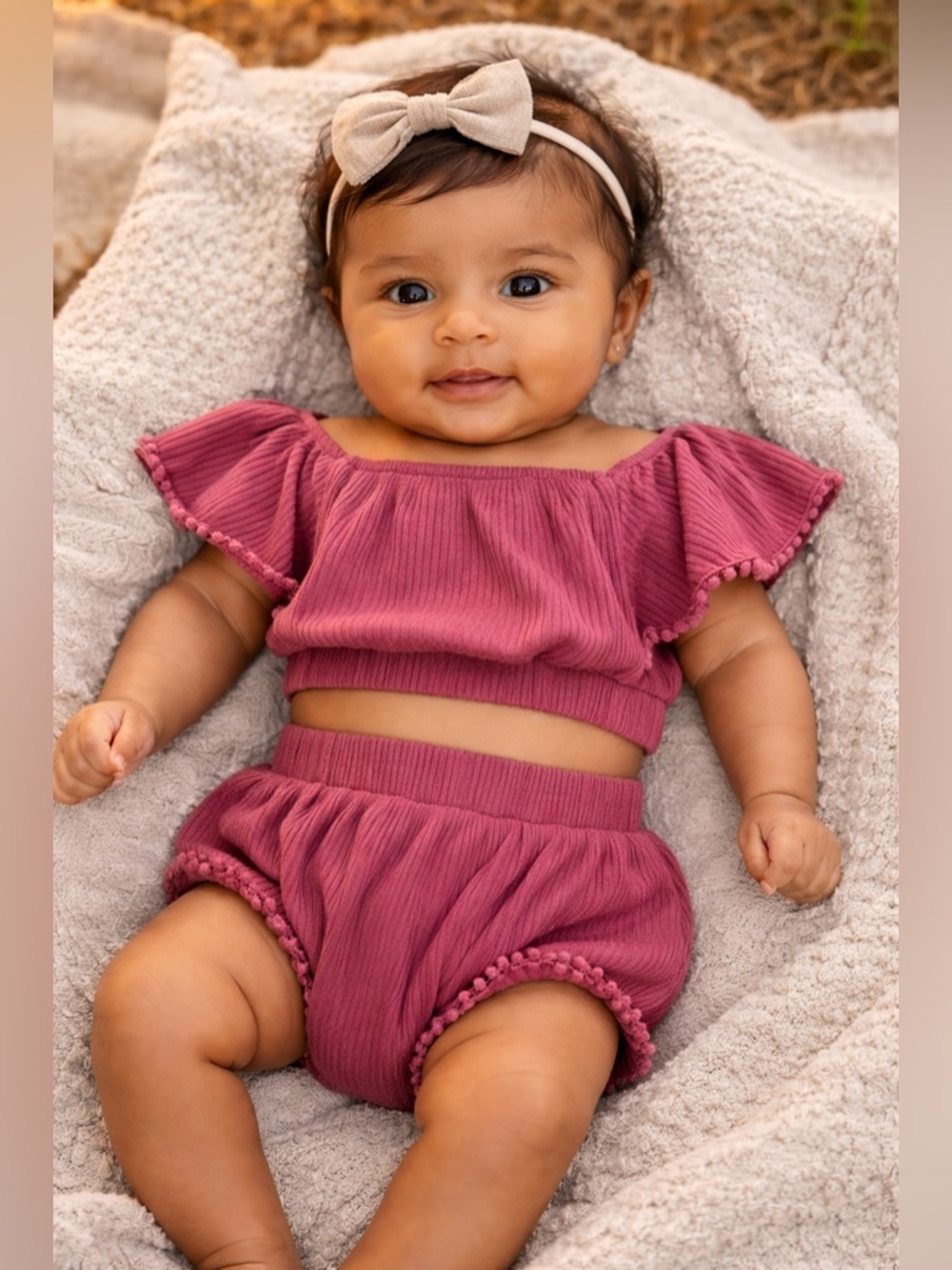 kate quinn Dusty Rose Three-Piece Baby Matching Set